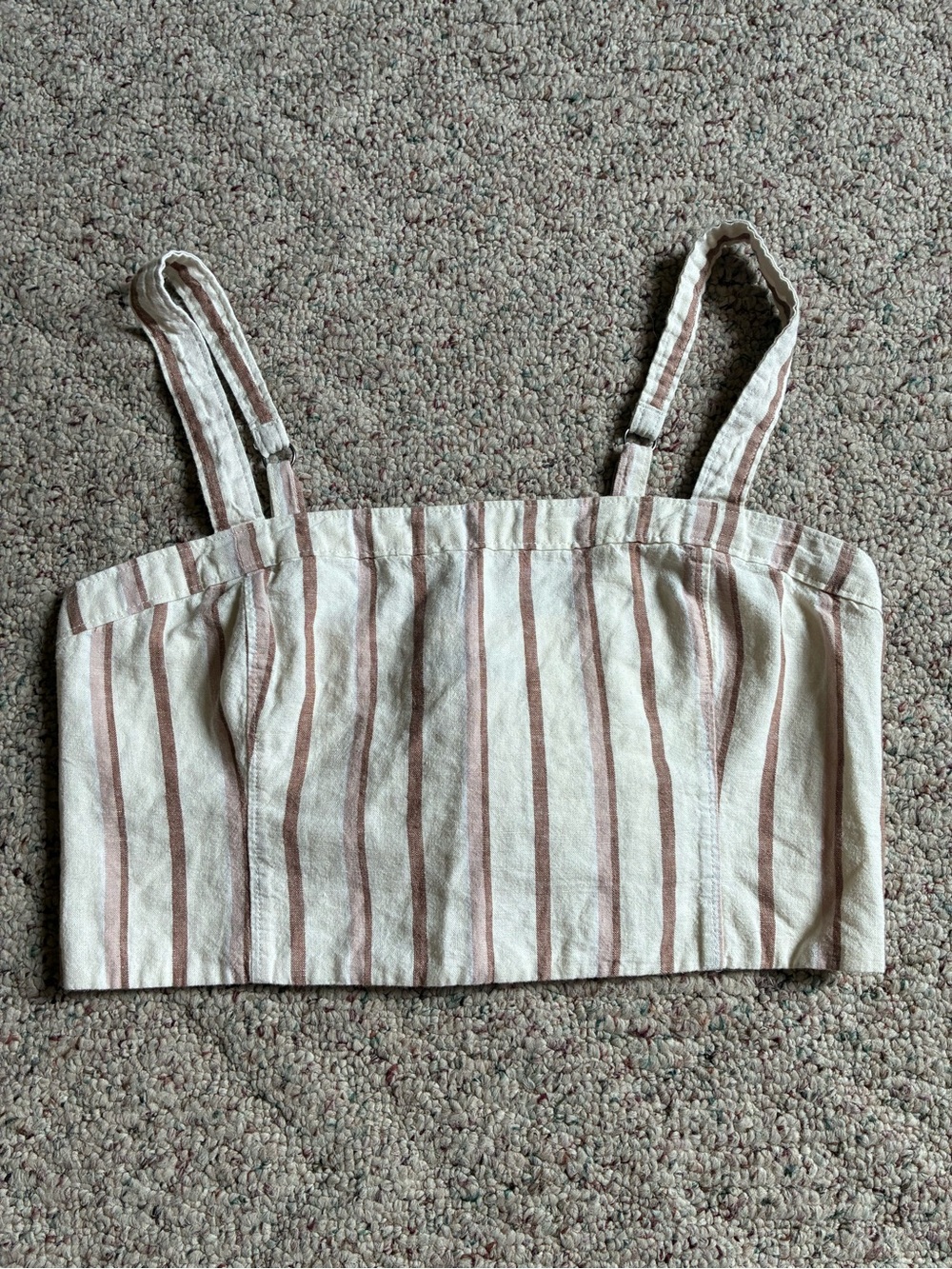 Abercrombie & Fitch Cream and Tan Striped Cropped Tank